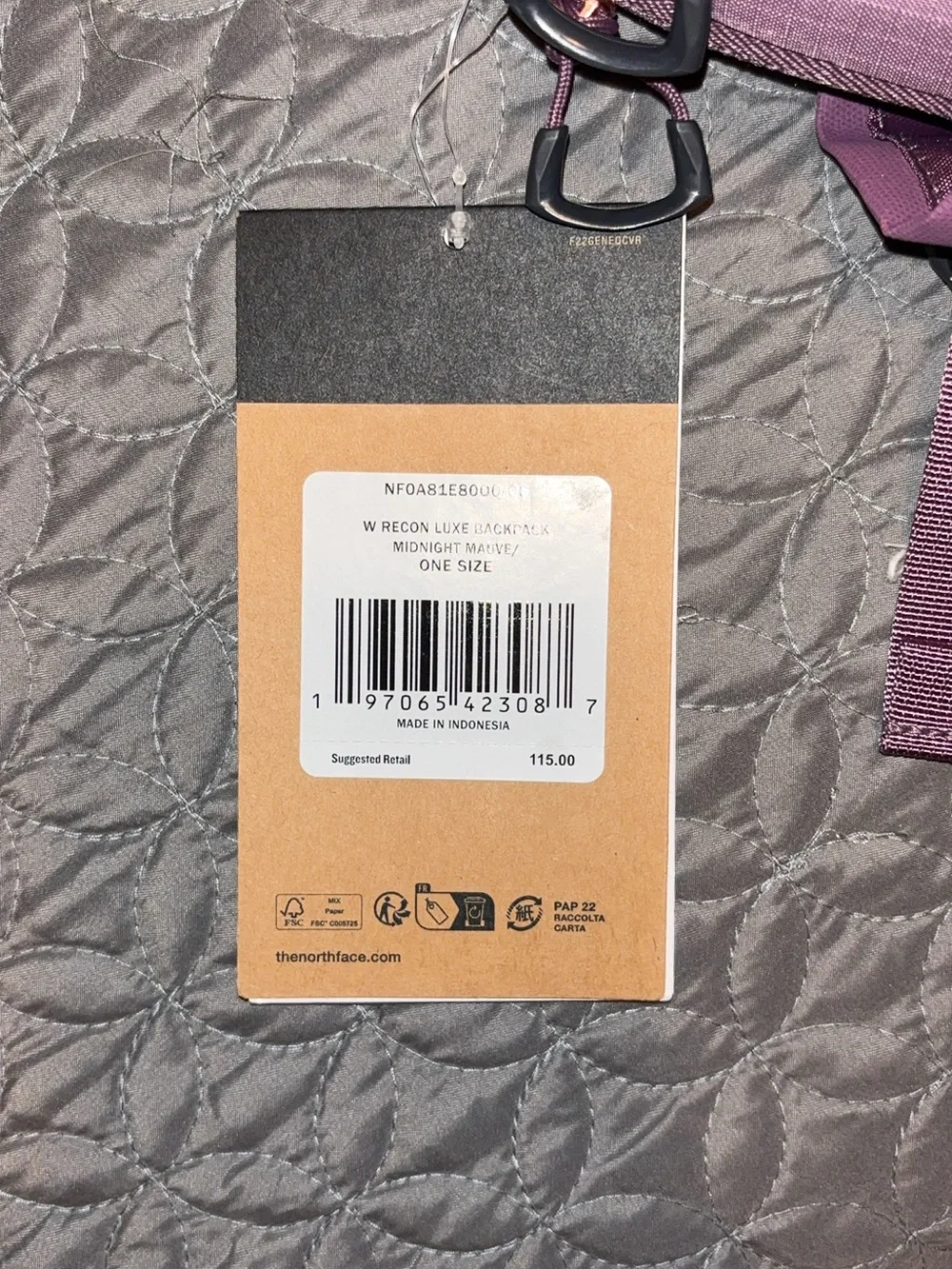 The North Face Recon Luxe Backpack - Plum with Gold Logo